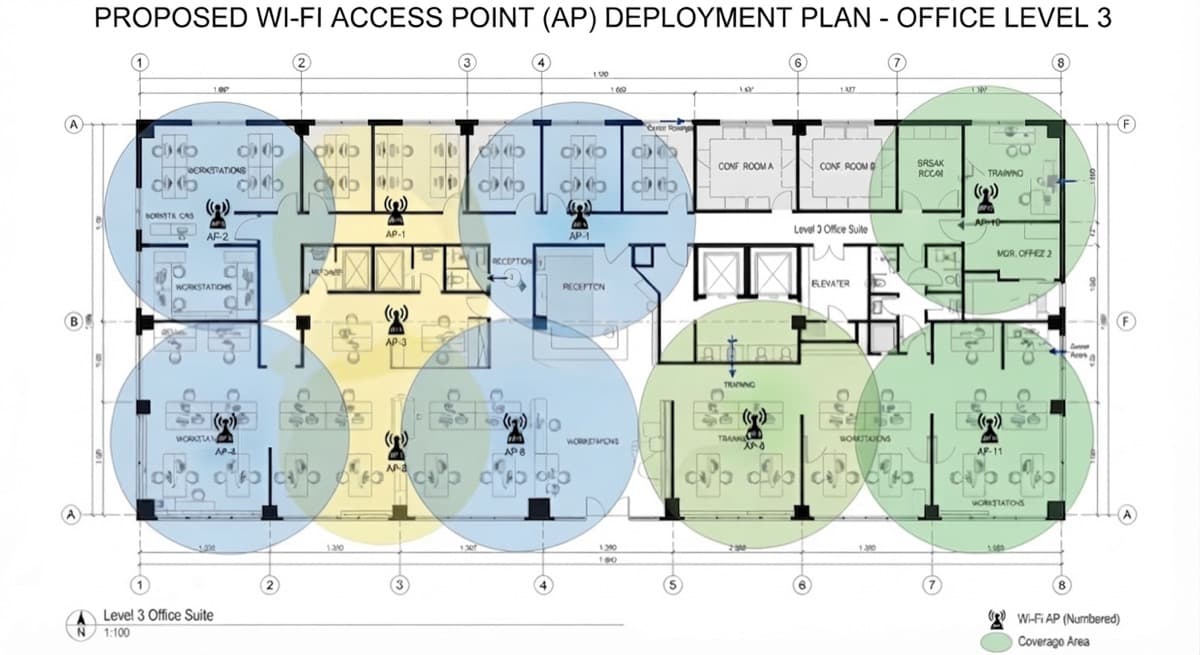 Office Wi-Fi site survey and access point planning